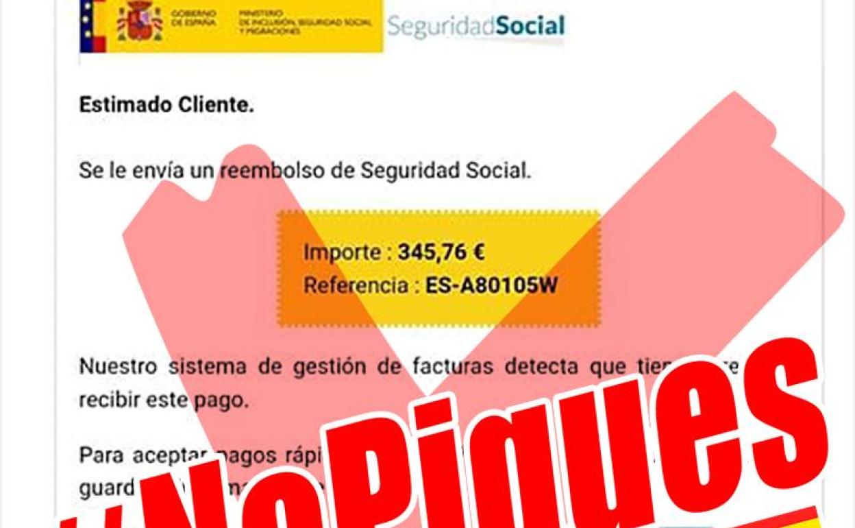 Alerta por el falso reembolso de la Seguridad Social