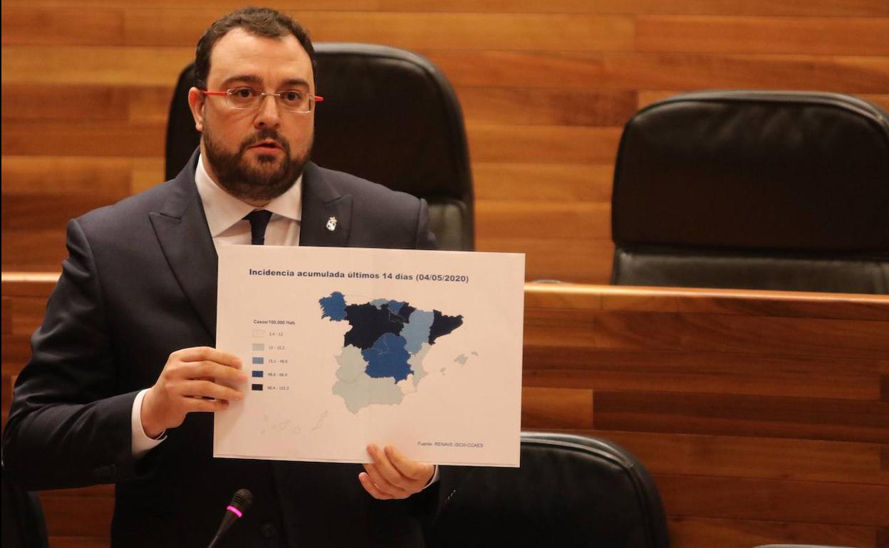 Adrián Barbón, durante su intervención este miércoles en la Junta General.