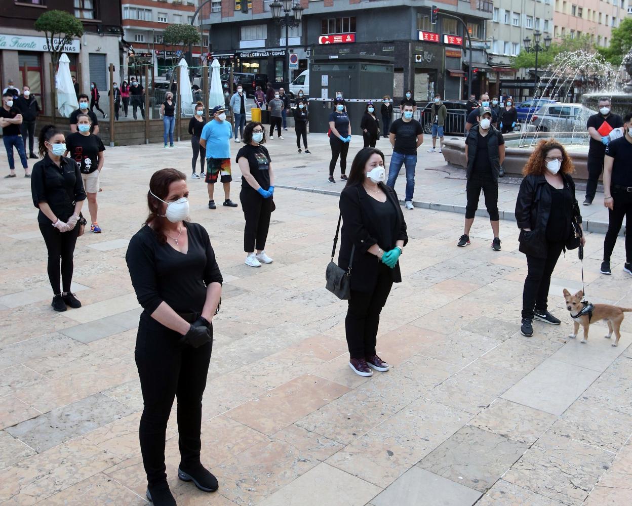 Concentración de los trabajadores de la hostelería el pasado lunes. 