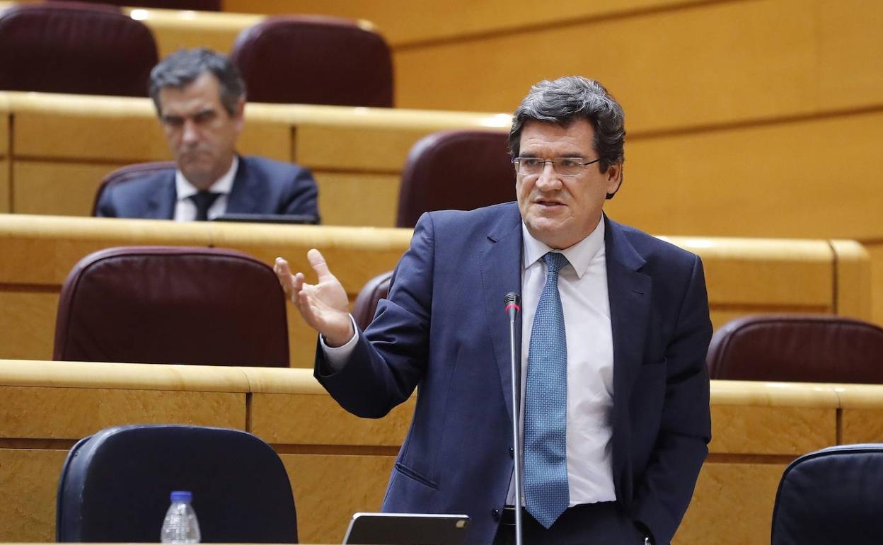 El ministro de Seguridad Social, José Luis Escrivá, en el Senado. 