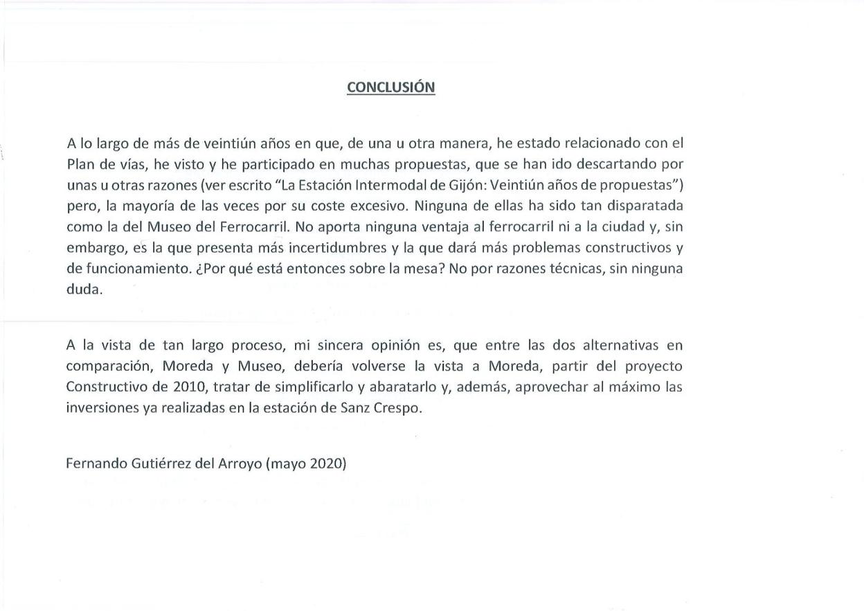 Dos informes. Arriba conclusión del asesor de Gijón al Norte. A la izquierda, la del informe ministerial. 