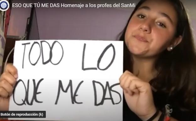 Una captura del video del colegio San Miguel.