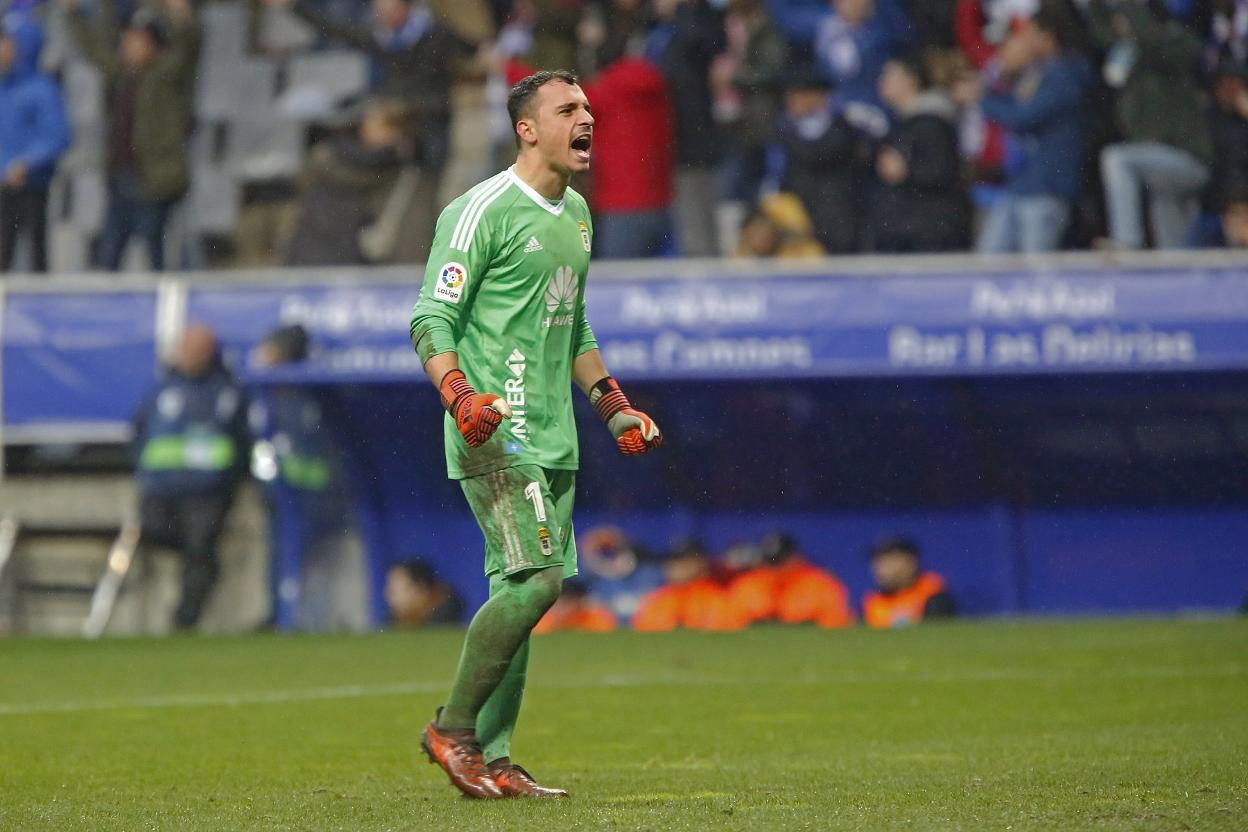 Alfonso, tras la victoria en el derbi celebrado en el Tartiere. 