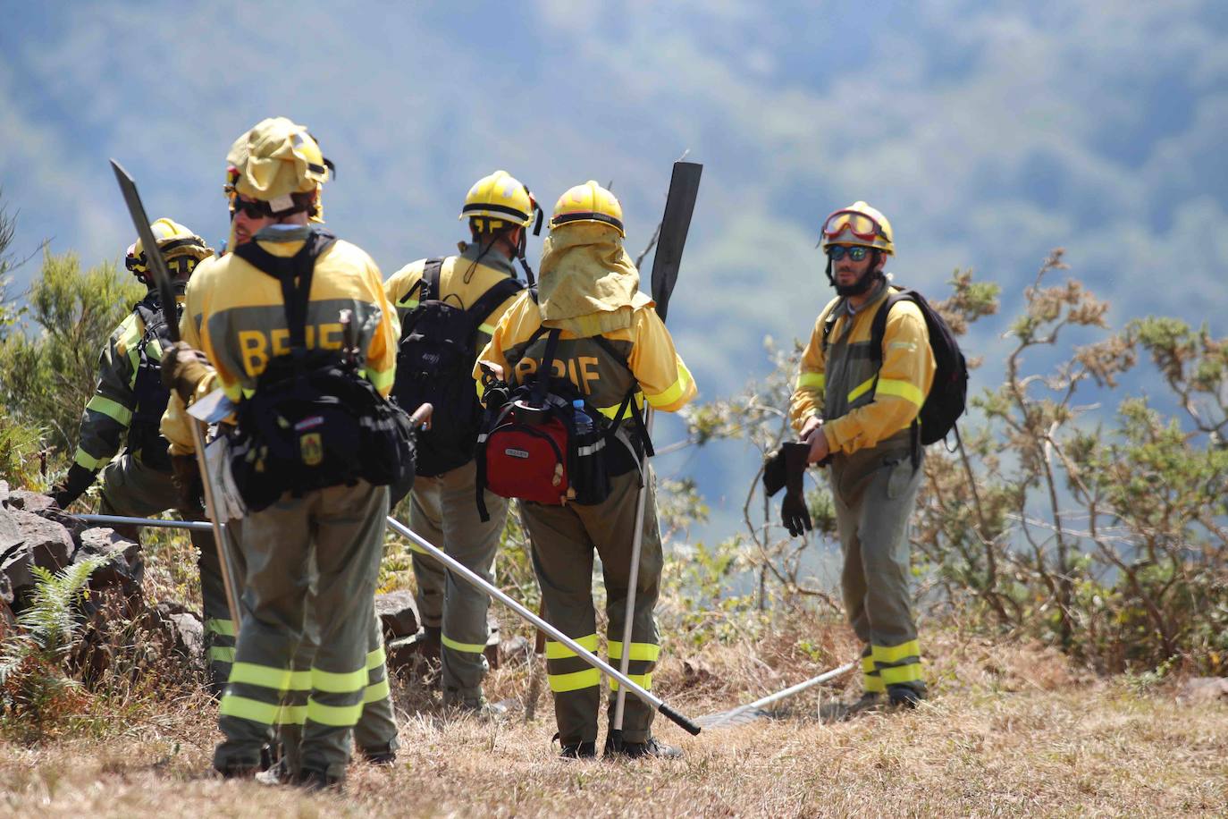 El fuego se localiza en el monte vecinal de Bello y Pando