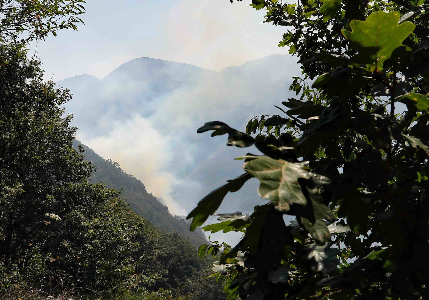 El fuego se localiza en el monte vecinal de Bello y Pando