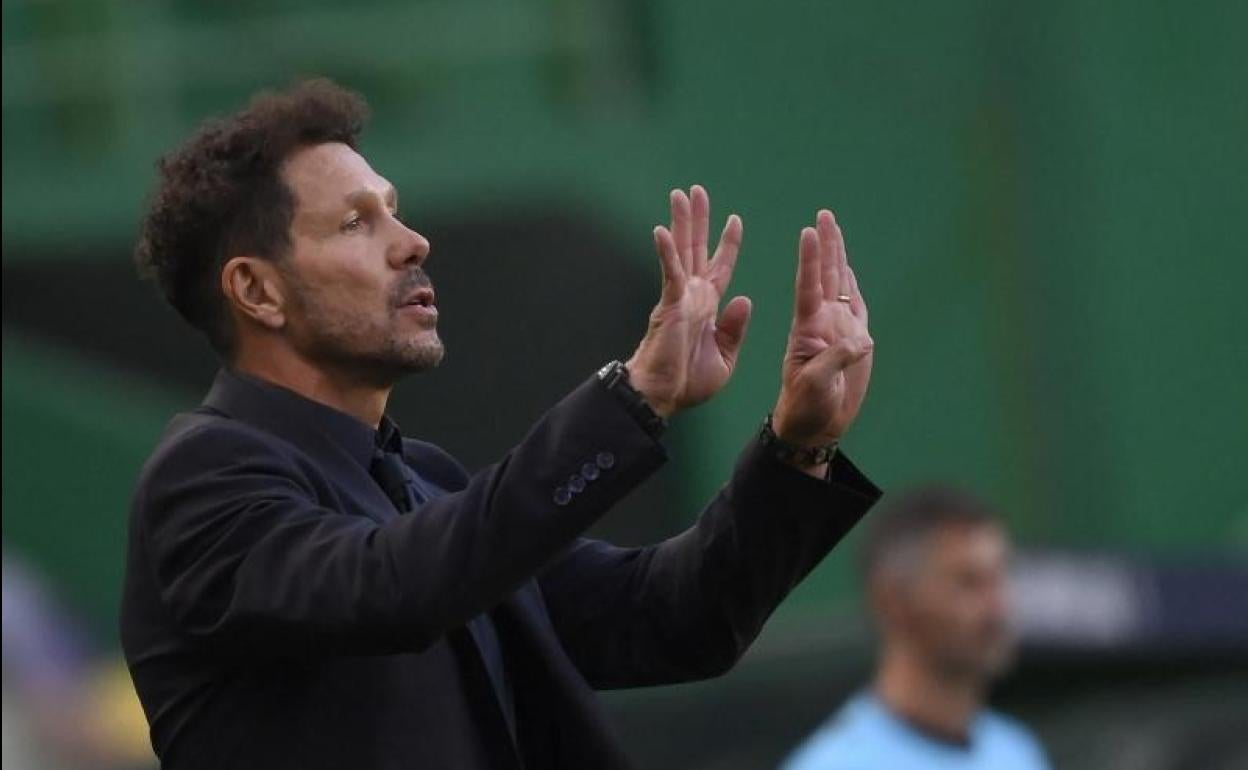 Simeone, durante el Leipzig-Atlético.