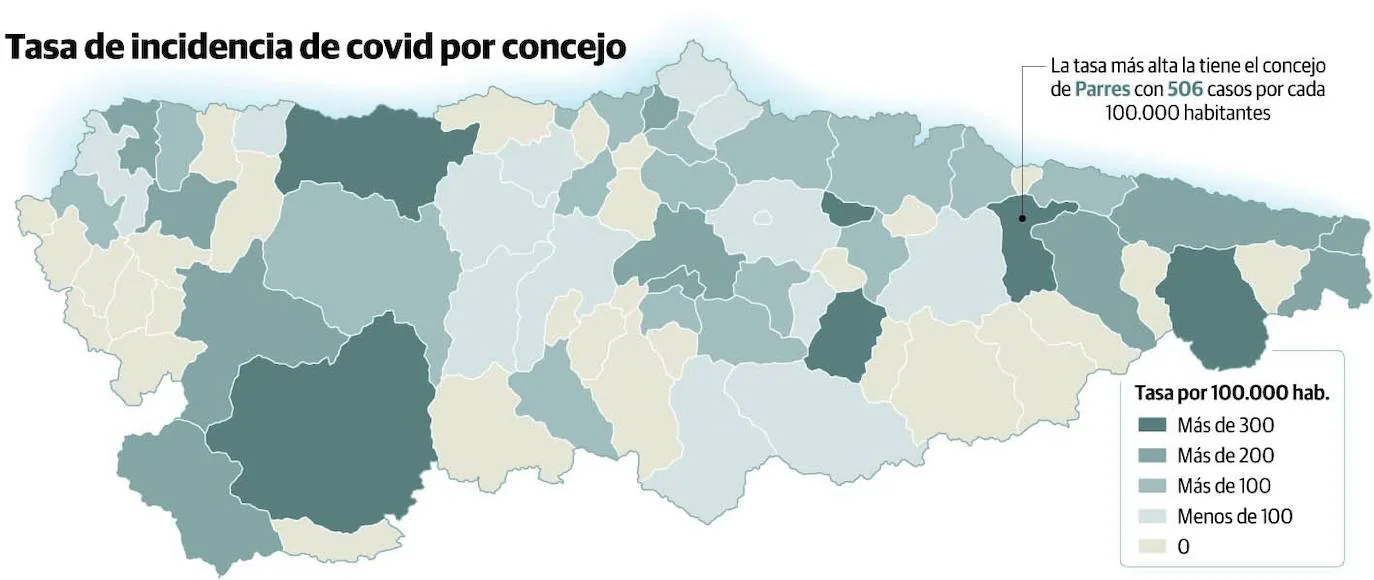 Los casos de coronavirus en Asturias, concejo a concejo