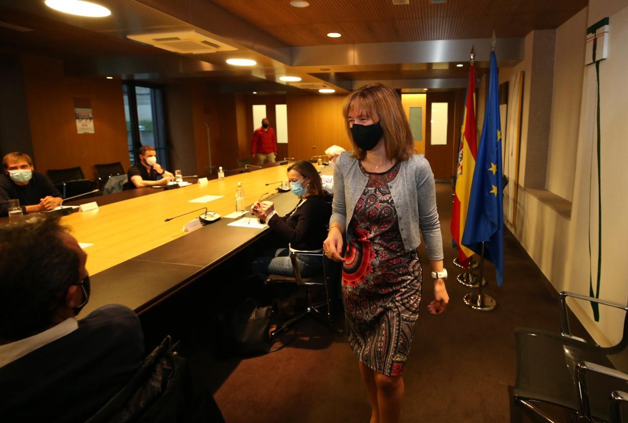 Cárcaba, el sábado, en la reunión a tres bandas con Podemos e IU. 