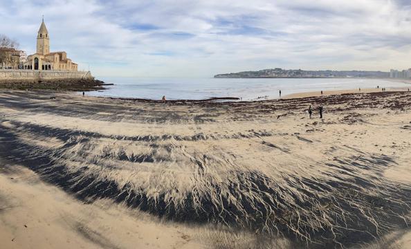 El carbón y el ocle han vuelto a aparecer estos días en la playa de San Lorenzo a causa de las mareas. Ha coincidido con la presentación de las conclusiones del estudio del laboratorio de Petrografía del Incar. Esta investigación atribuye a El Musel las manchas en el arenal gijonés. Apunta a la carga y descarga de carbón en los muelles y descarta que el material llegue por el viento.