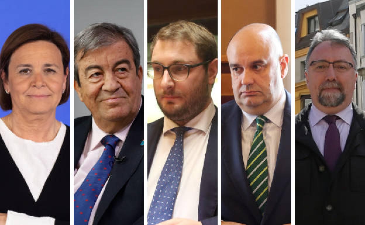 Carmen Moriyón, Francisco Álvarez-Cascos, Adrián Pumares, Pedro Leal y Isidro Martínez Oblanca