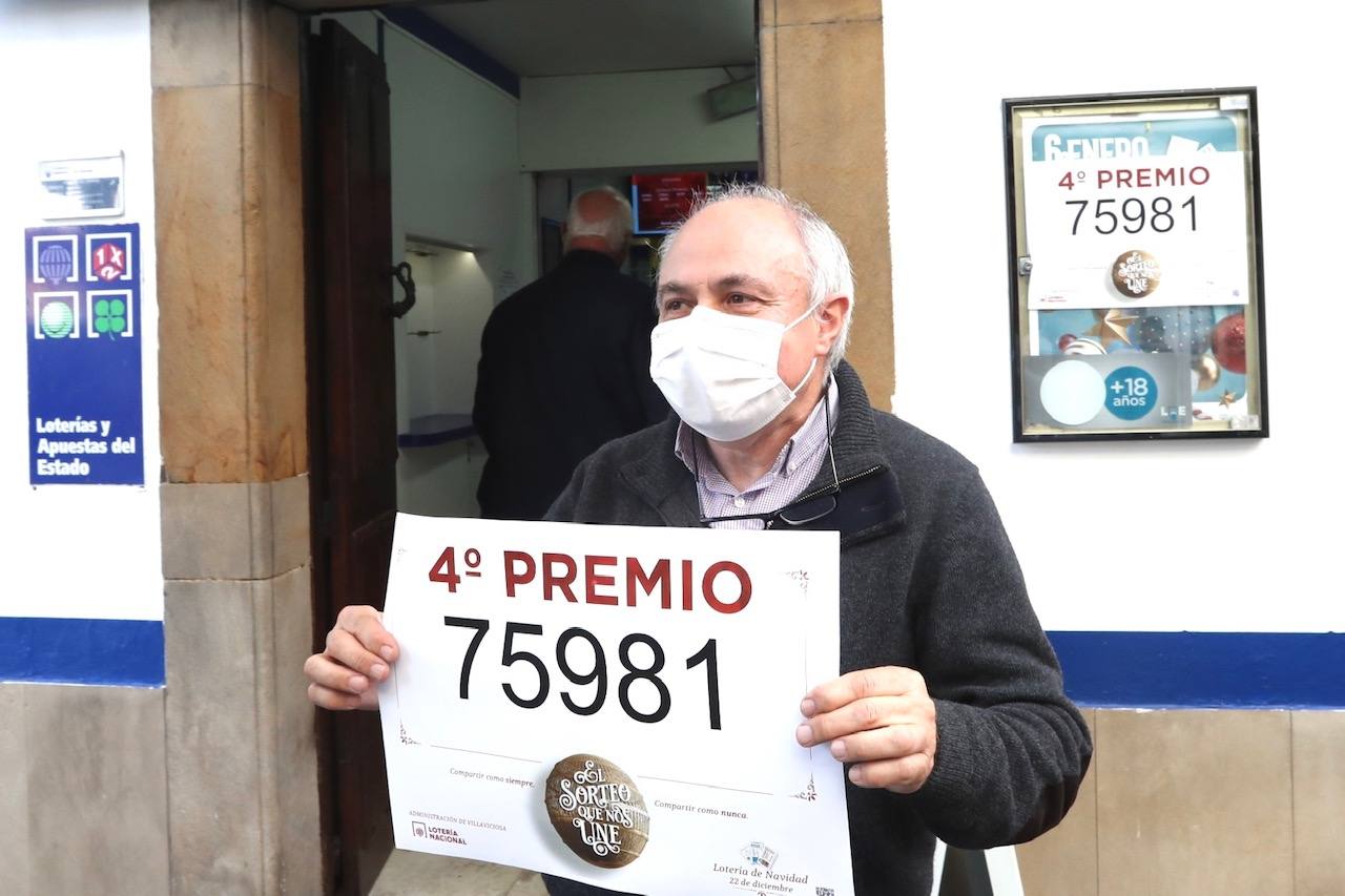 El número 75981, dotado con el cuarto premio de la Lotería de Navidad, ha repartido 3.020.000 euros en Villaviciosa, donde se vendieron 151 décimos. 