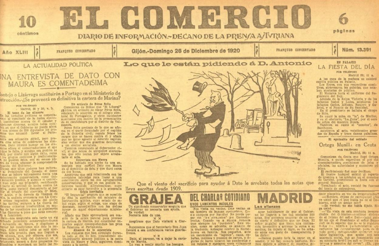 Primera página de EL COMERCIO del año 1920.