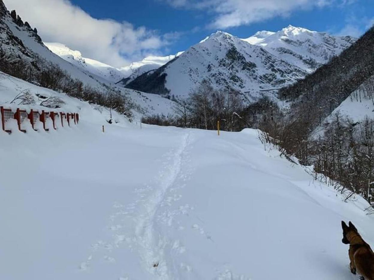 La carretera al puerto de San Isidro, completamente cubierta por la nieve. 