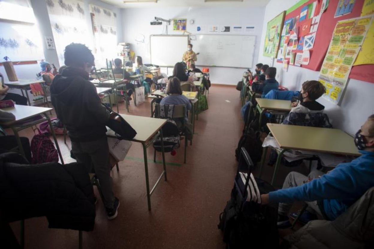 Un aula del colegio Virgen del Fresno, ayer. 