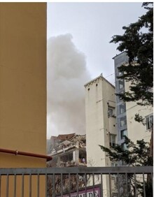 Imagen secundaria 2 - Imagen del edificio afectado y de momentos después de la explosión