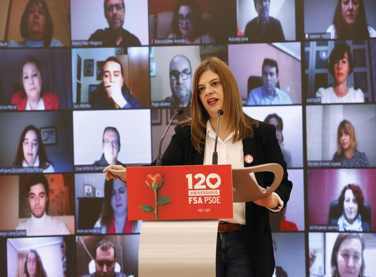 Gimena Llamedo, secretaria de Organización, durante su discurso. 