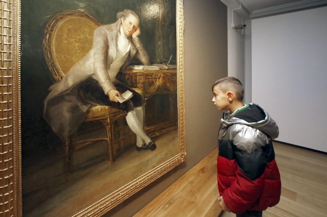 Retrato de Jovellanos de Goya, propiedad del Prado, en la Casa Natal, en 2019. 