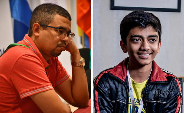 A la izquierda, el gran maestro internacional Neuris Delgado / A la derecha, el prodigio indio Dommaraju Gukésh 