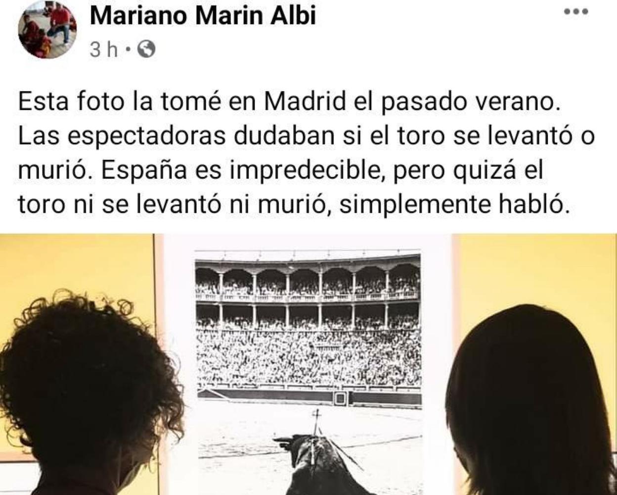 Texto e imagen publicada por Mariano Marín en redes sociales.