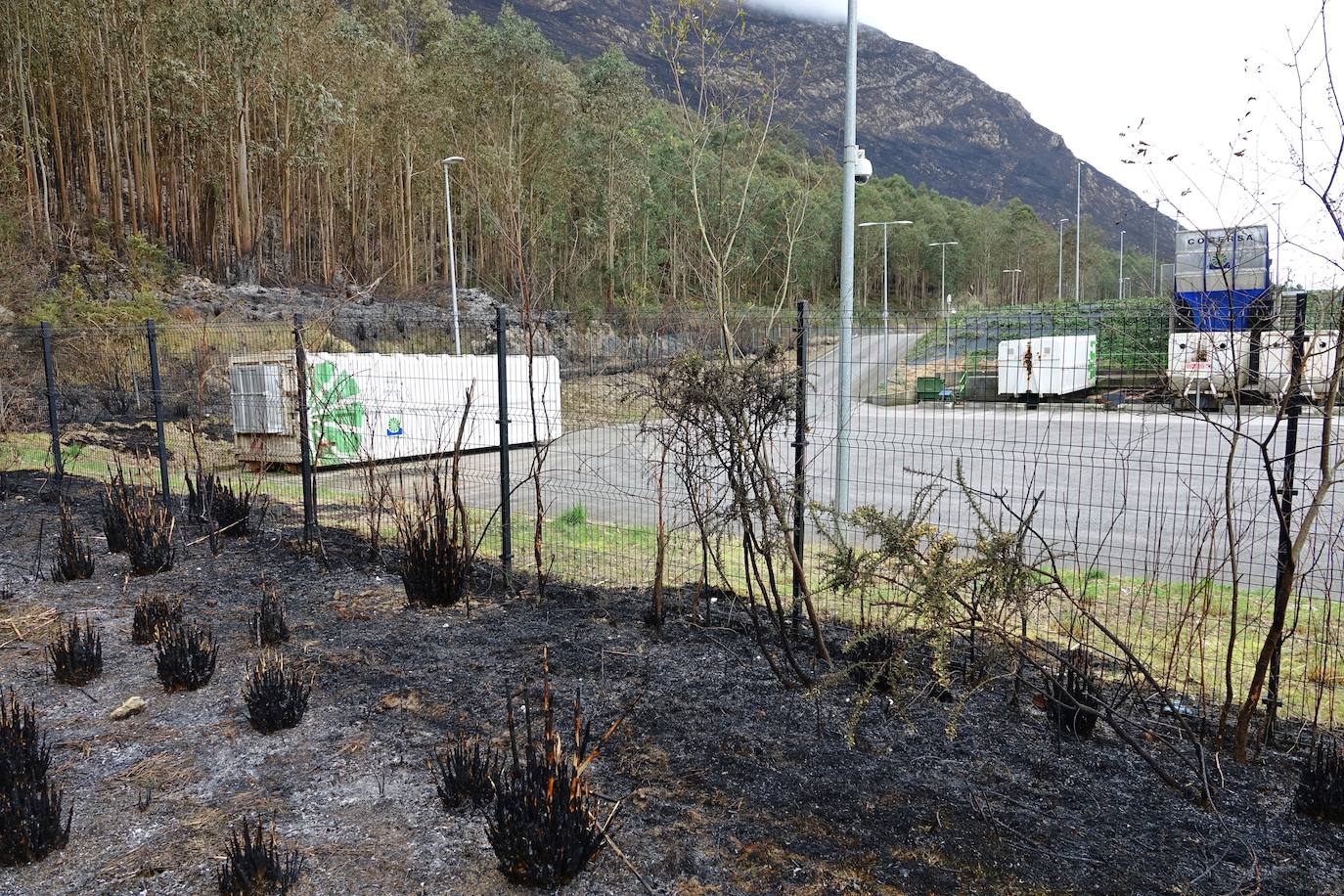 El incendio originado el viernes entre Llanes y Ribadesella, aún con focos activos, provocó ayer una noche de terror en el polígono de Guadamía. Las llamas llegaron hasta el mismo límite del área industrial, donde los propietarios de las naves colindantes a la ladera vivieron momentos de «mucho miedo».