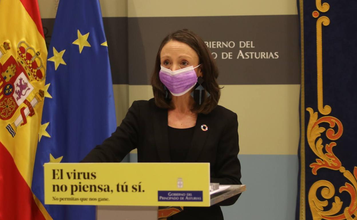 La Consejería de Derechos Sociales y Bienestar Social, Melania Álvarez, en la rueda de prensa posterior al Consejo de Gobierno de este viernes. 