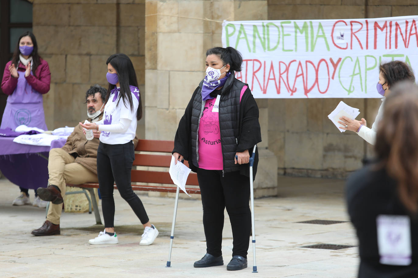 Concentraciones feministas en Gijón, Oviedo, Avilés, Siero y Colunga para presentar la protesta del Día Internacional de las Mujeres