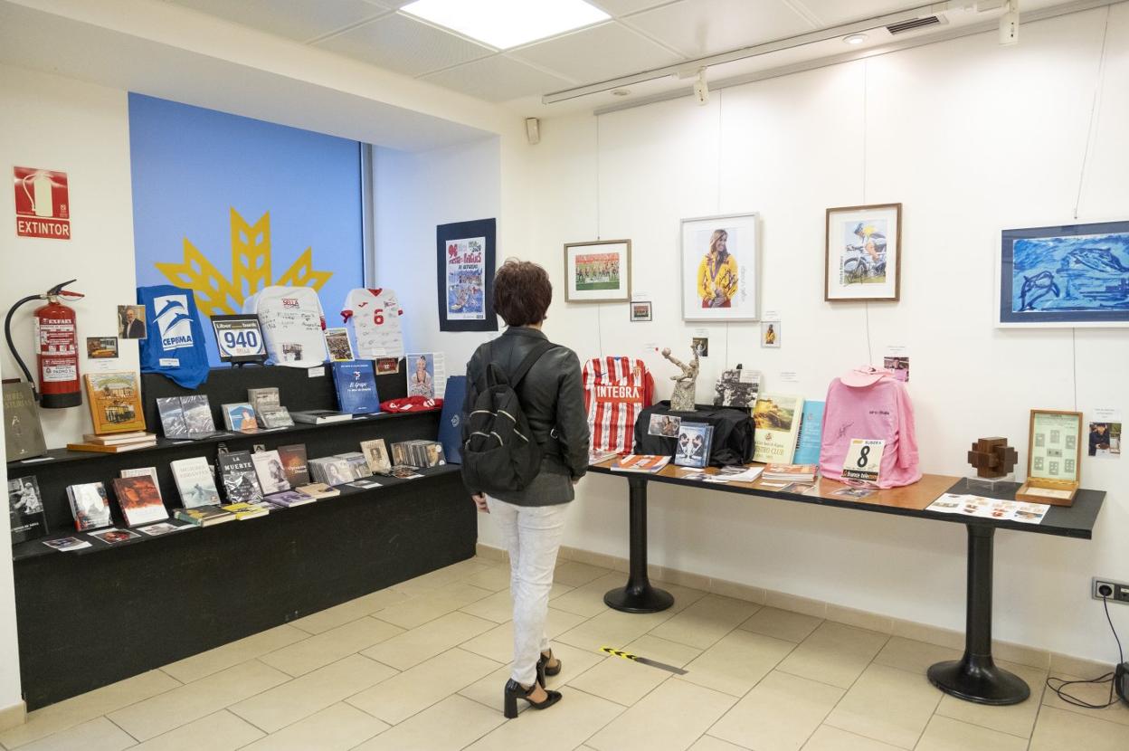 Una mujer contempla la exposición a favor de la Cepesma. 