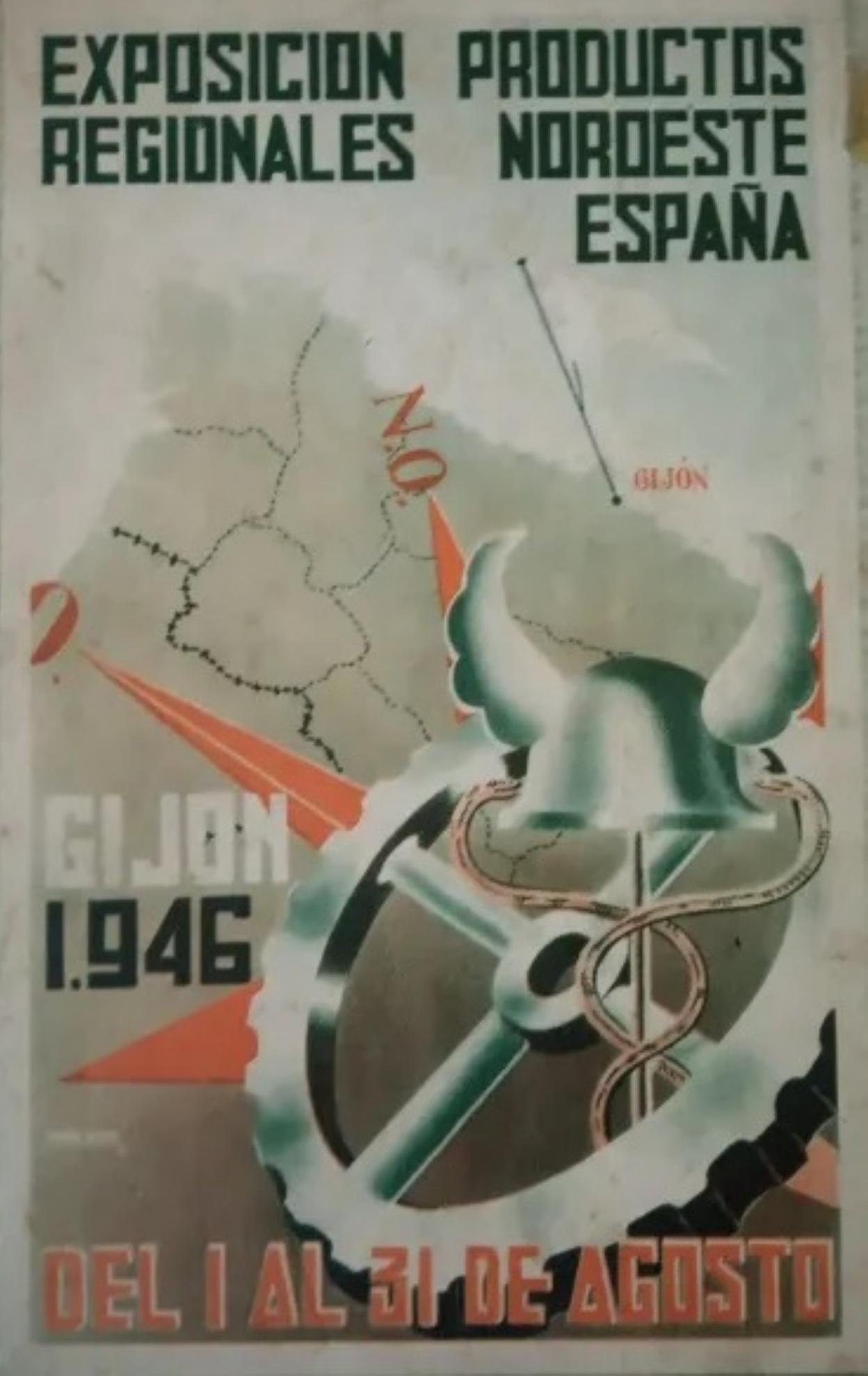 Detalle del cartel de la Exposición de Productos Regionales de 1946.