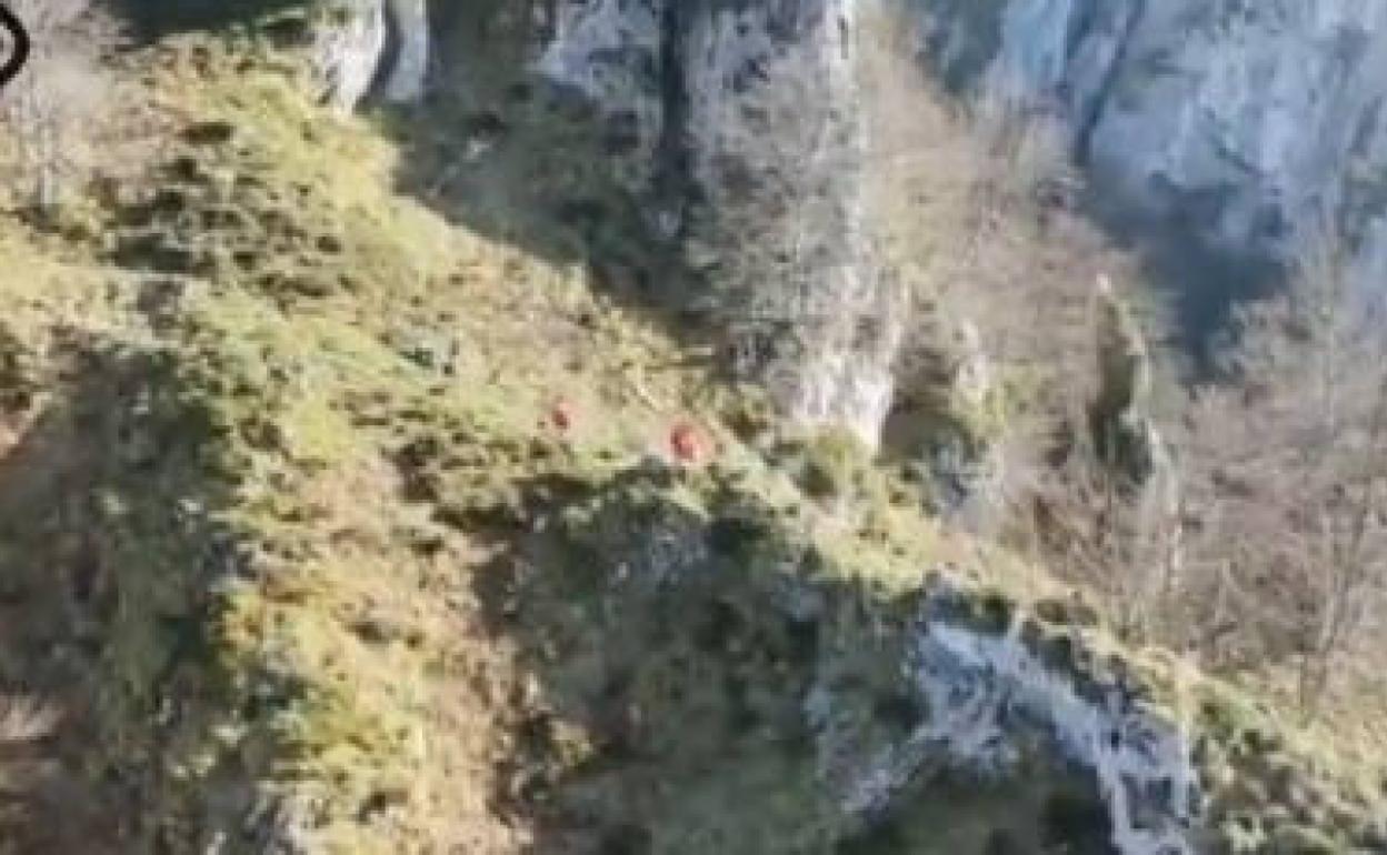 Lugar en el que rescataron a un senderista en Ponga.