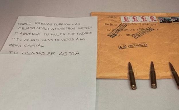 Marlaska e Iglesias reciben una carta amenazante con balas en su interior