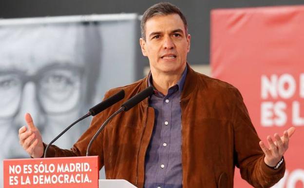 El presidente del Gobierno, Perdo Sánchez, participa este domingo en un mitin en Getafe (Madrid).