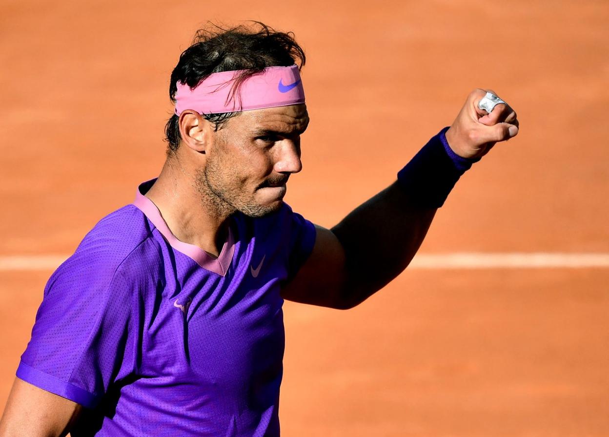 Nadal celebra su triunfo ante Shapovalov. 