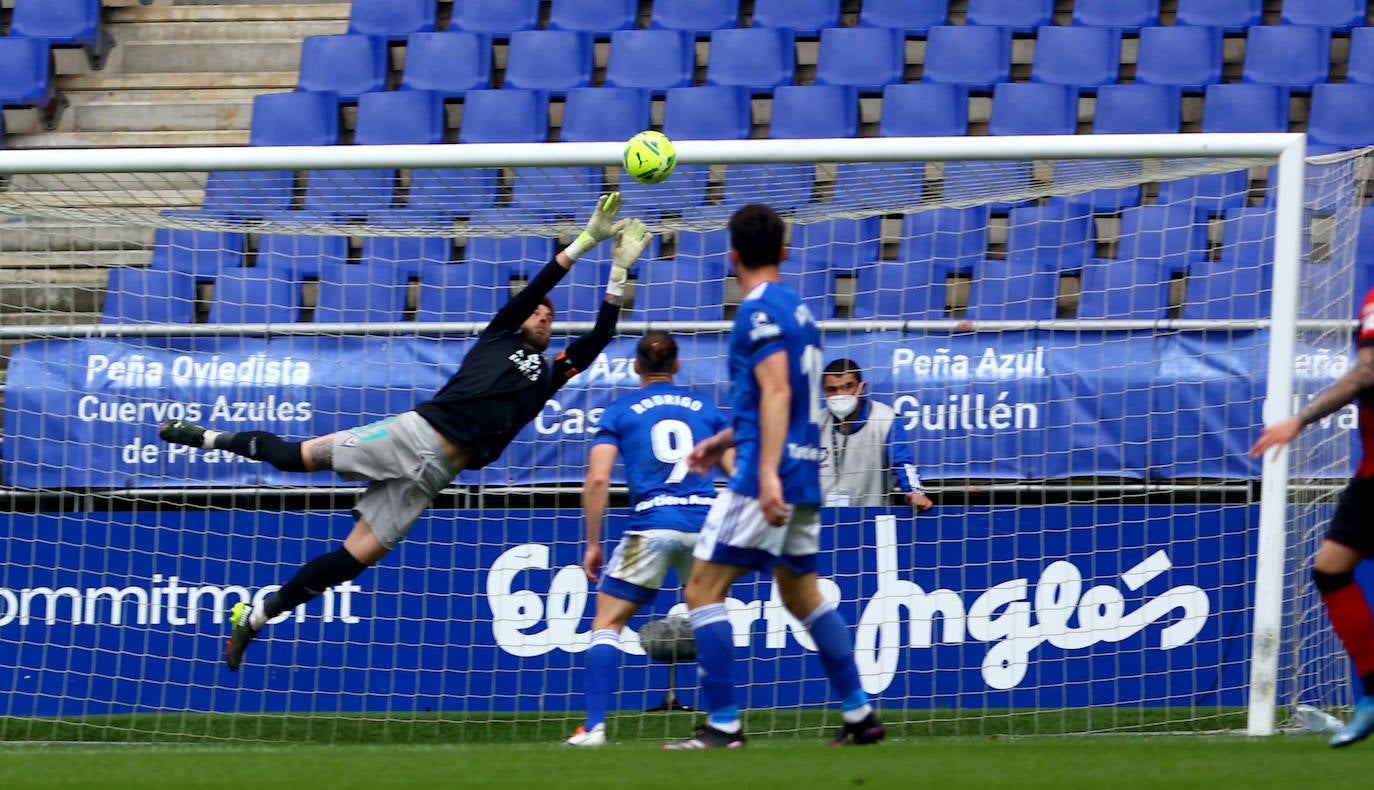 El Oviedo no pude dedicarle el triunfo a Arnau en su enfrentamiento contra el Mirandés, que se saldó con un empate a uno.