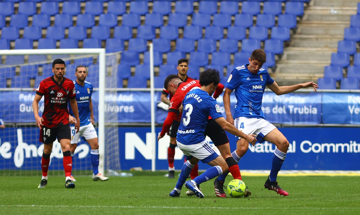 El Oviedo no pude dedicarle el triunfo a Arnau en su enfrentamiento contra el Mirandés, que se saldó con un empate a uno.