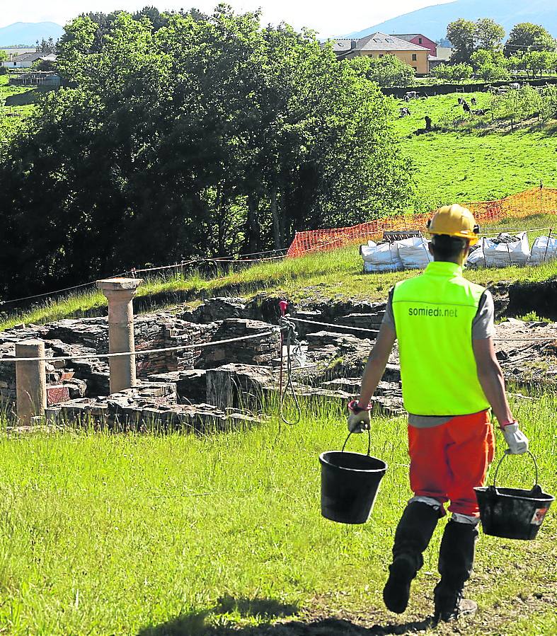 Un trabajador se dirige a la domus.