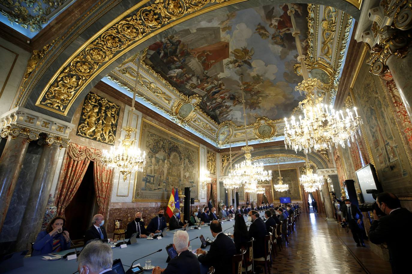 Los reyes Felipe VI y Letizia presidieron este viernes la reunión anual de los miembros de los patronatos de la Fundación Princesa de Asturias. En el acto estuvo también el presidente del Principado, Adrián Barbón.