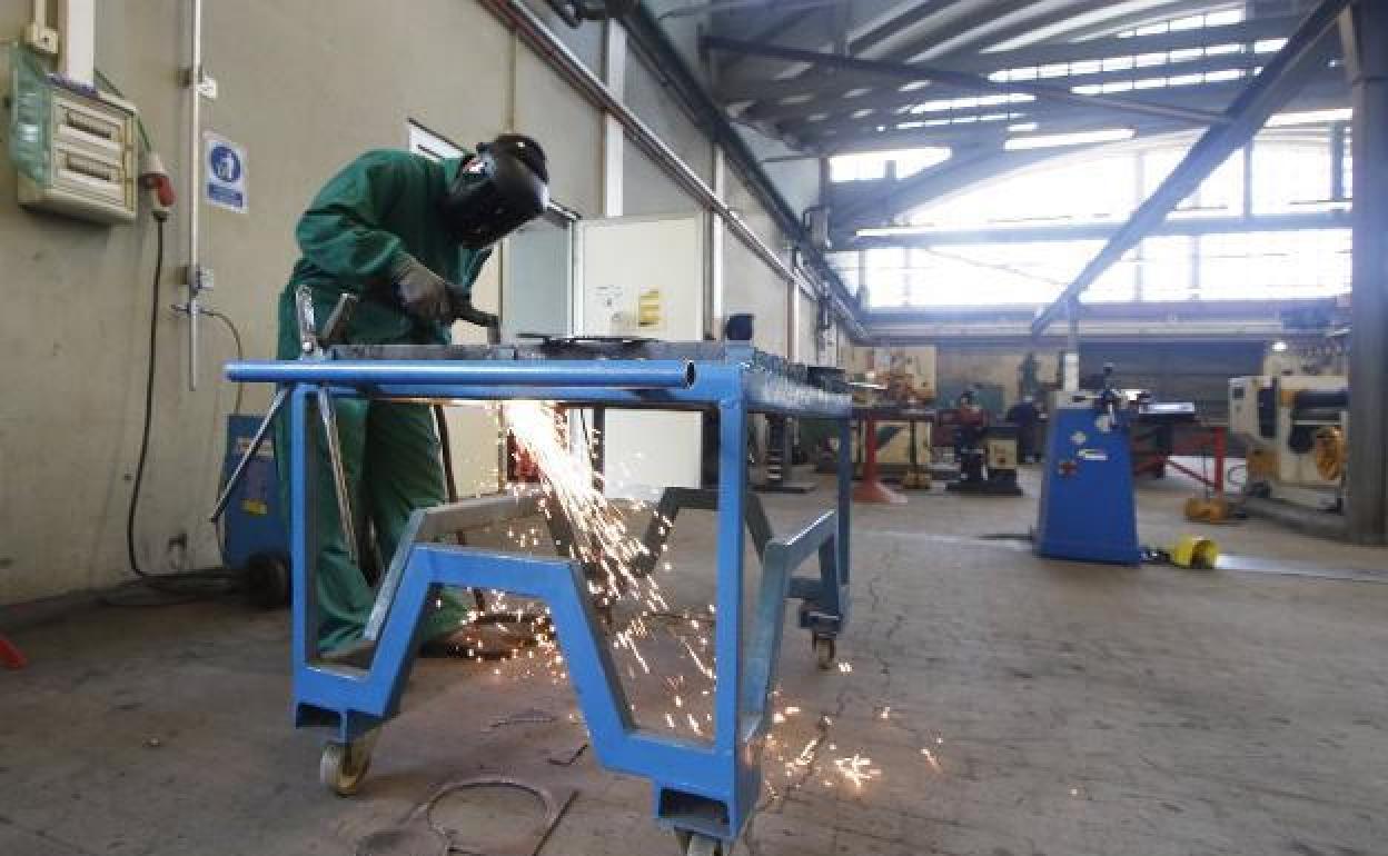 Un joven estudiante de FP, de prácticas en empresa. 