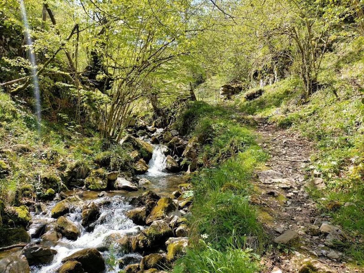 Parte del sendero de la ruta desde Cueva Deboyu al Porrón de Peña Blanca. 