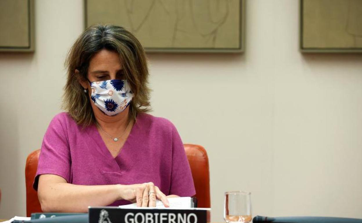 La vicepresidenta, Teresa Ribera, en el Congreso. 