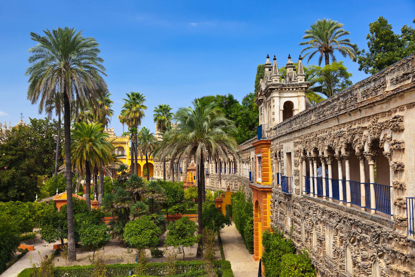 Jardines del Real Alcázar de Sevilla, España.