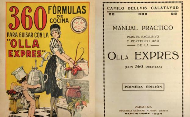 Portada y datos de impresión de '360 fórmulas de cocina para guisar con la olla exprés', 1924.