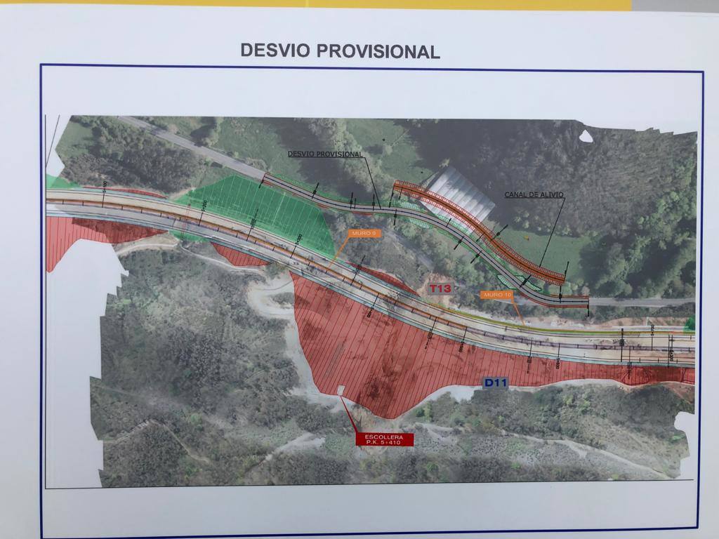 Abre al tráfico el vial alternativo para sortear el desprendimiento. El director general de Carreteras, Javier Herrero, afirma que es «el argayo de mayor altura de España en estos momentos»