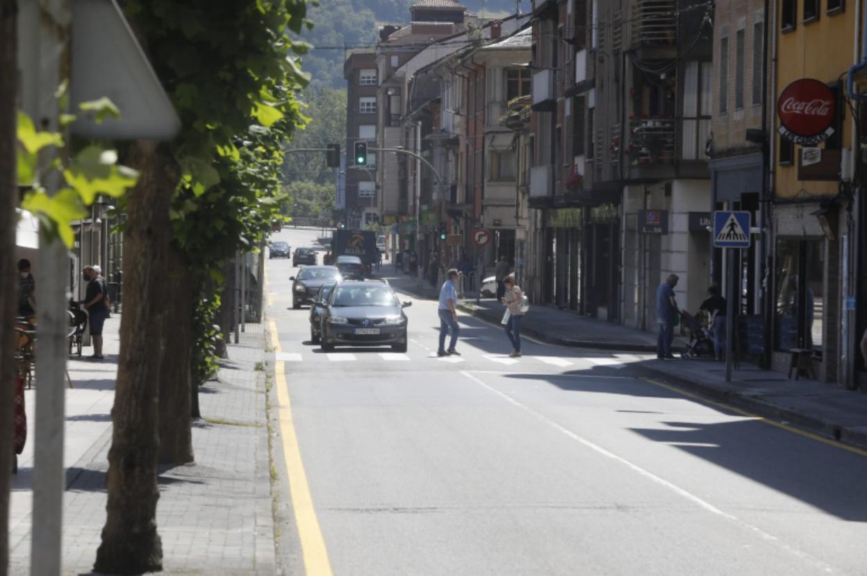 La travesía de Sotrondio, por la que se desviaba el tráfico. 