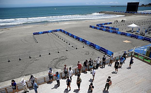 Alrededores de la playa de Tsurigasaki, preparada para los Juegos.