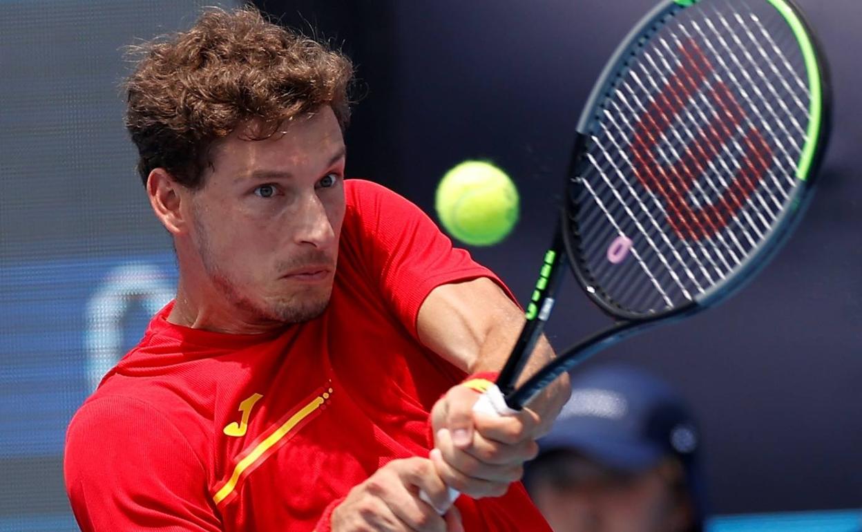 El tenista asturiano Pablo Carreño, durante el partido disputado este miércoles de los Juegos Olímpicos de Tokio 