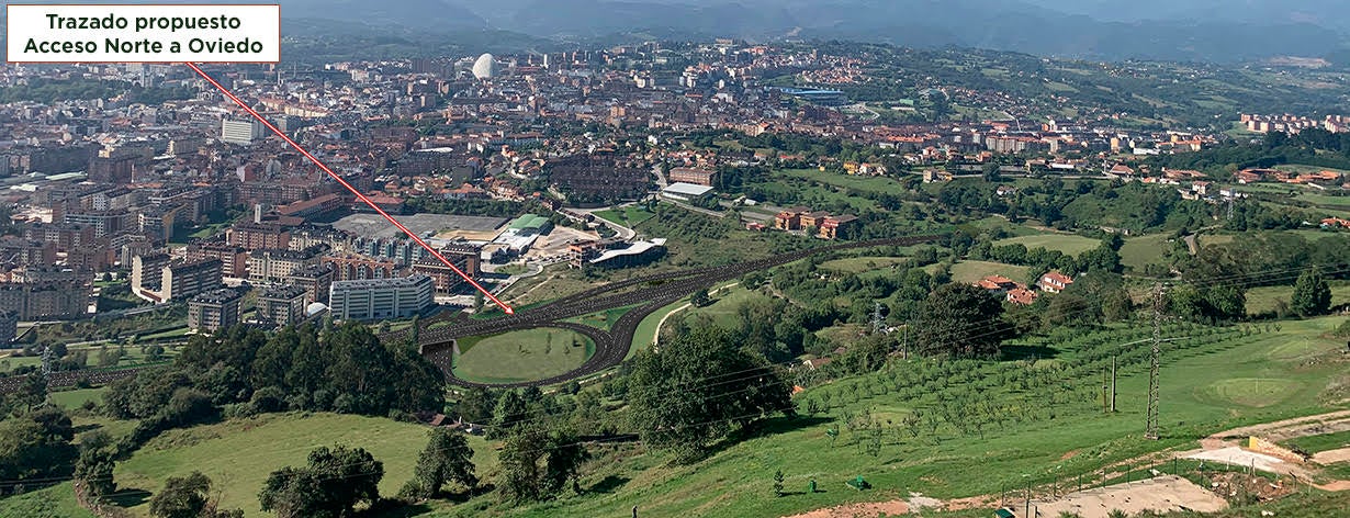 Las cuatro alternativas al proyecto del nuevo acceso Norte a Oviedo que figuran en la encuesta que ha abierto el Ministerio de Transportes