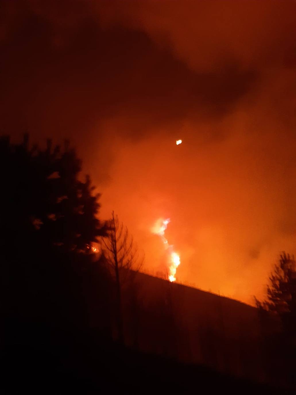 Activa el protocolo ante el fuego de Andeo, en el que intervienen personal de Guardería, bomberos y la BRIF de Tineo.