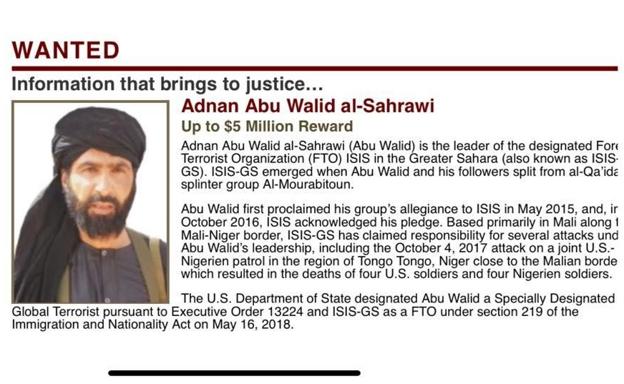 El cartel de 'Se busca' de Adnan Abu Walid al-Sahrawi. 