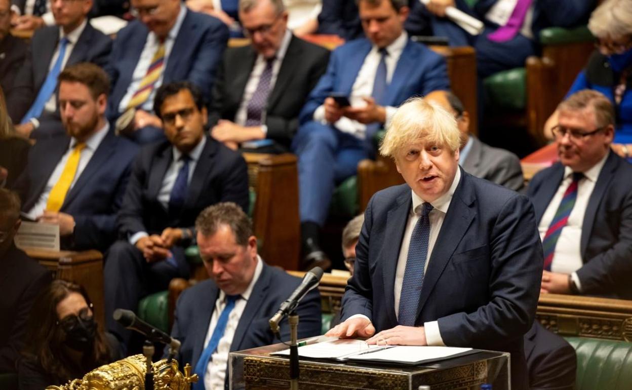 El primer ministro británico, Boris Johnson, durante una sesión extraordinaria del Parlamento