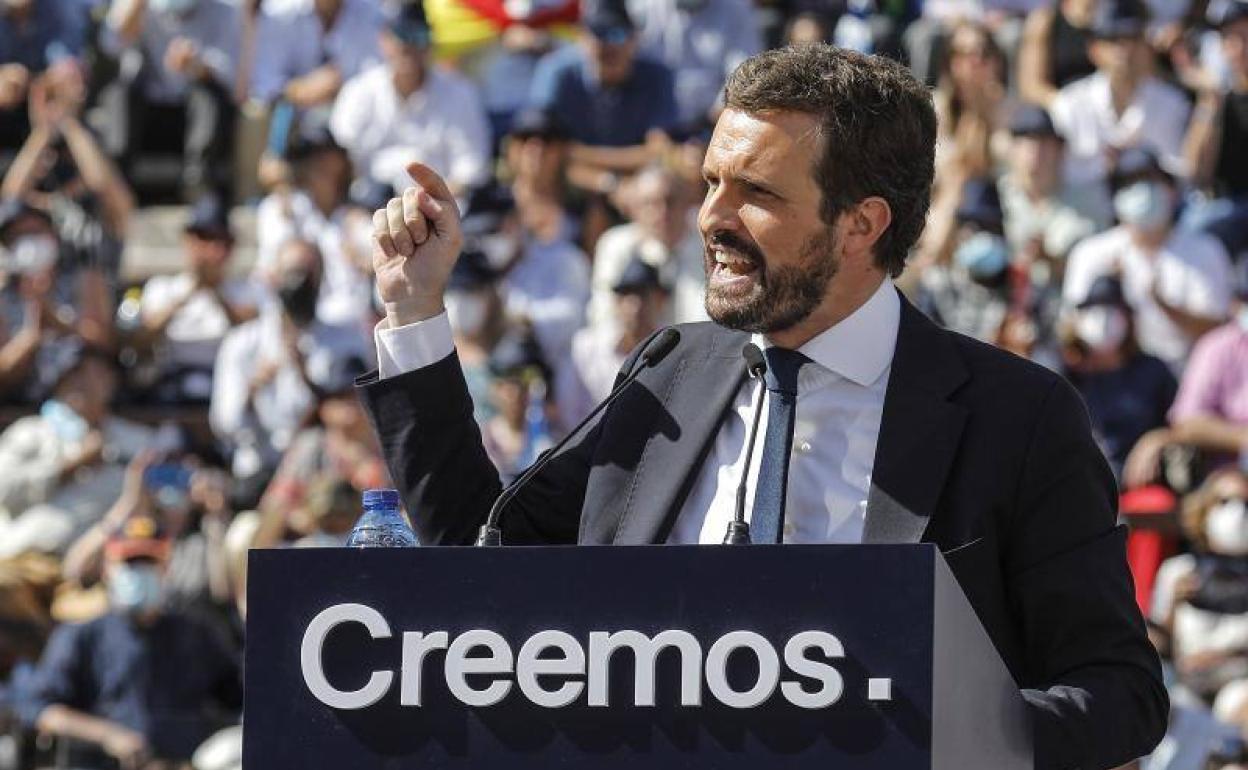 Pablo Casado durante su discurso de clausura de la Convención Nacional del Partido Popular. 